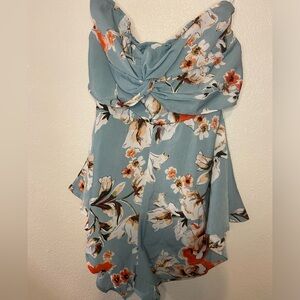 Floral Blue Strapless romper